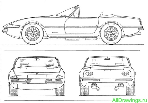 Ferrari 365-4 GTS Daytona Spider (1969-74) (Ferrari 365-4 GTS Daytona Spider (1969-74)) - drawings (drawings) of the car